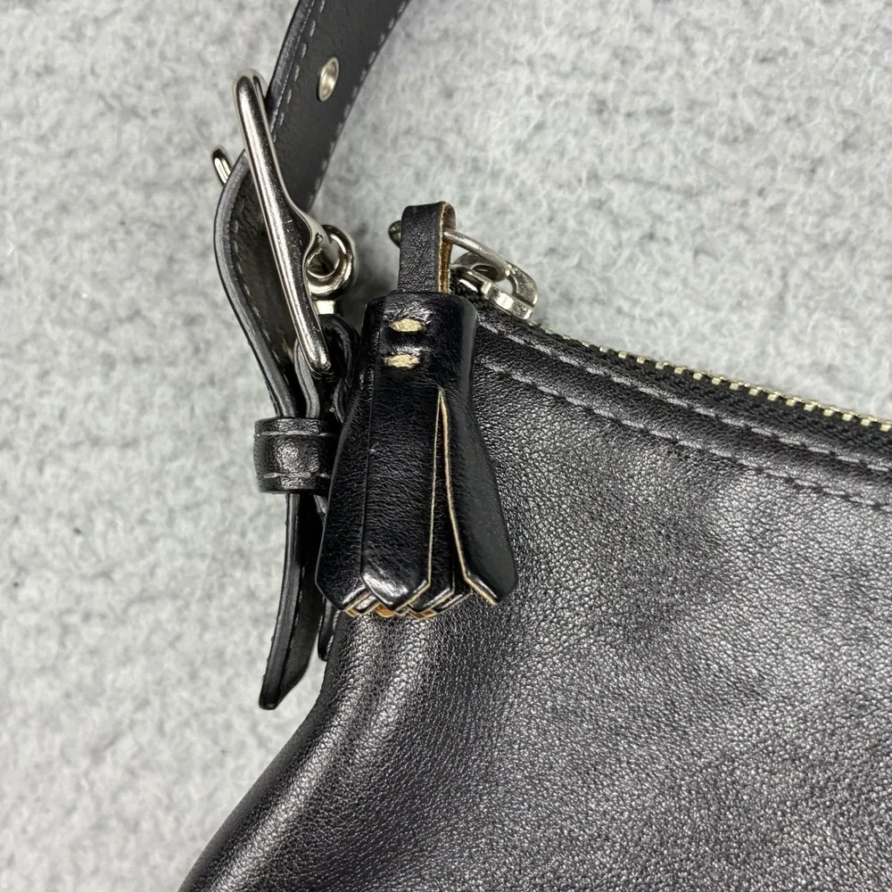 Vintage Coach Hamptons Demi 7461 Black Leather Baguette Shoulder Bag Y2K